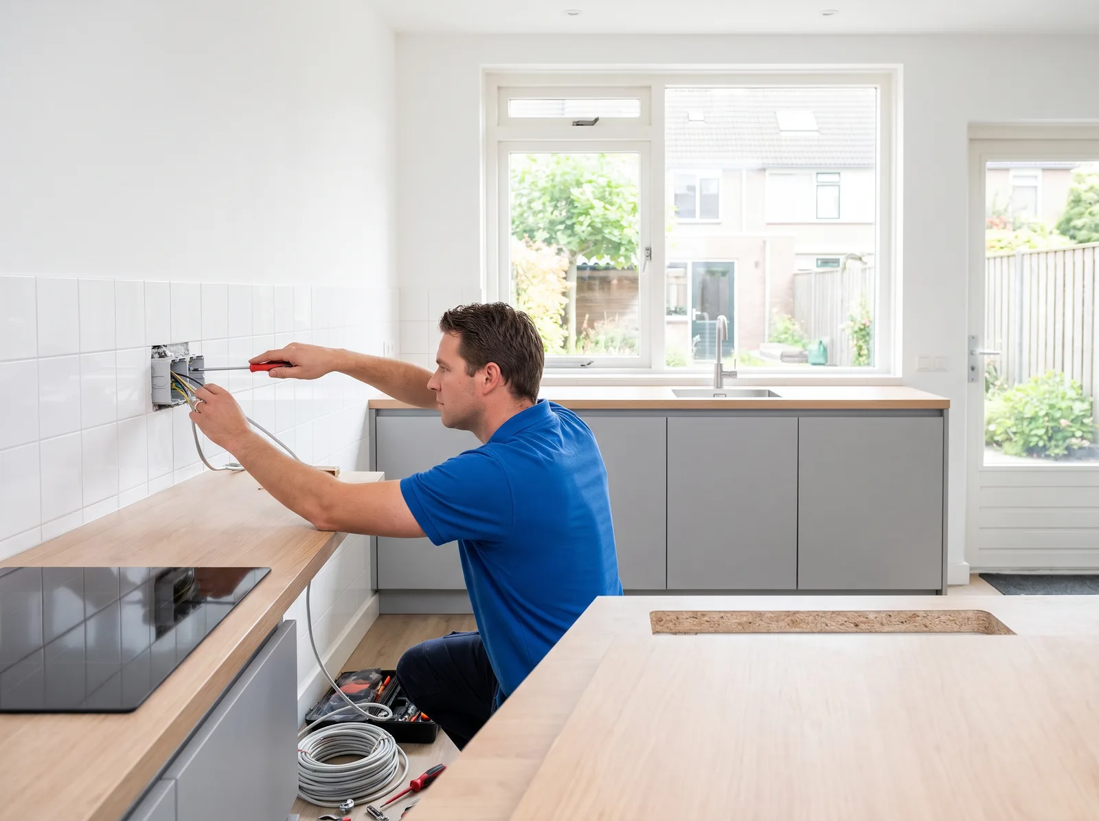 Kookgroep aansluiten in een moderne keuken